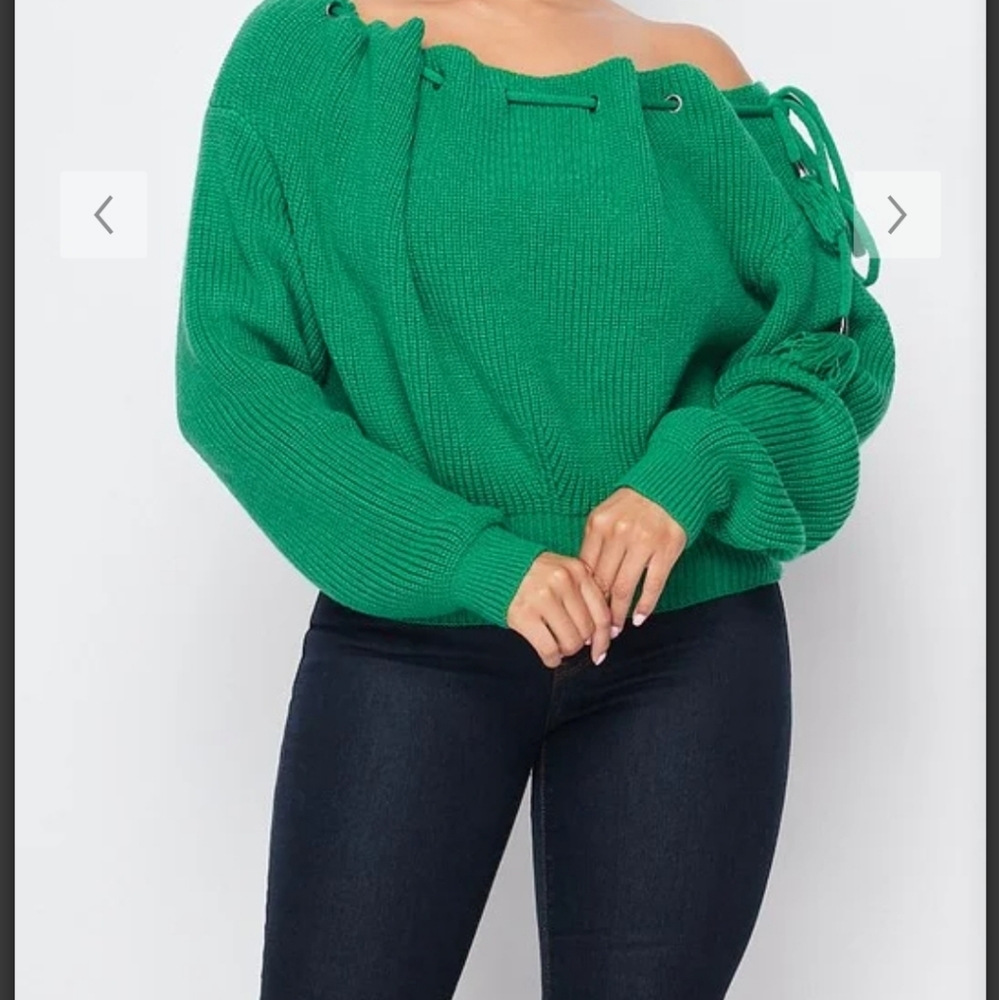 Drawstring Off the Shoulder Chunky Sweater